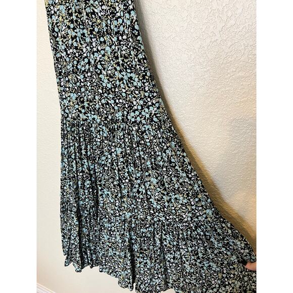J.Crew Women's Floral Midi Dress size 6 Belted Green Blue Drapey Fall Garden - Picture 10 of 11